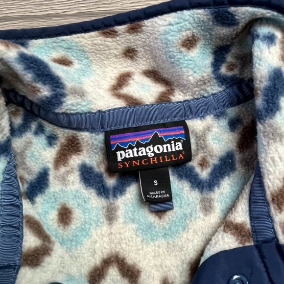 Patagonia Tundra Cluster Big Sky Blue Winter Aztec Fleece Pullover Sweat… - Picture 5 of 7